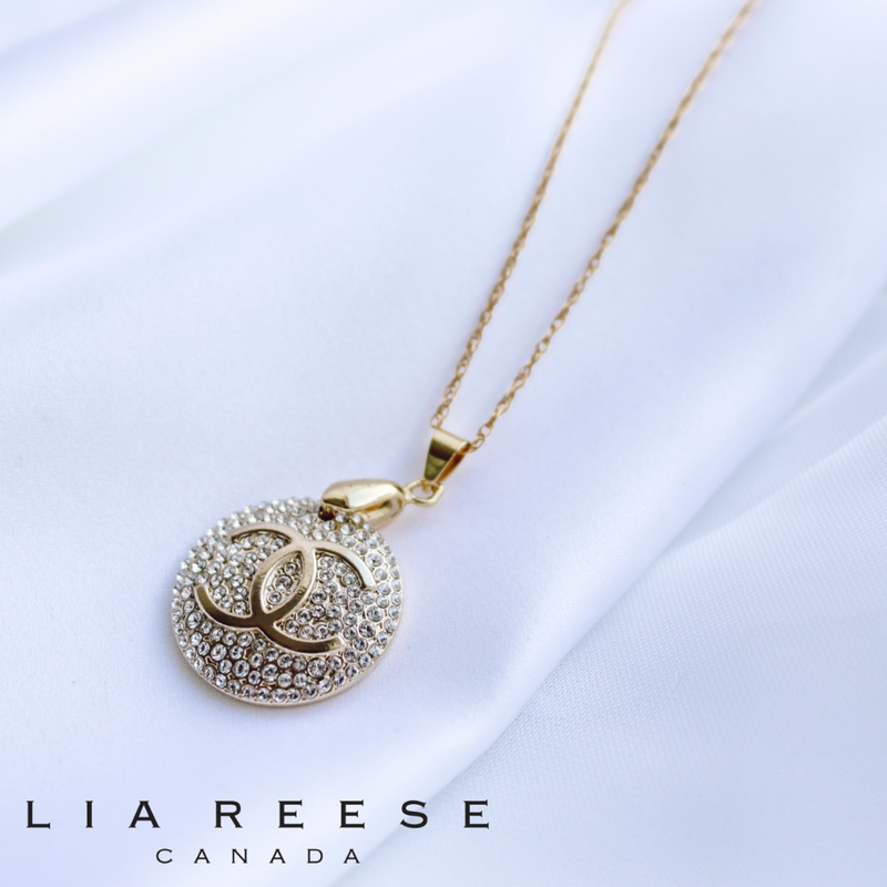 CC, Gold & Crystal Necklace